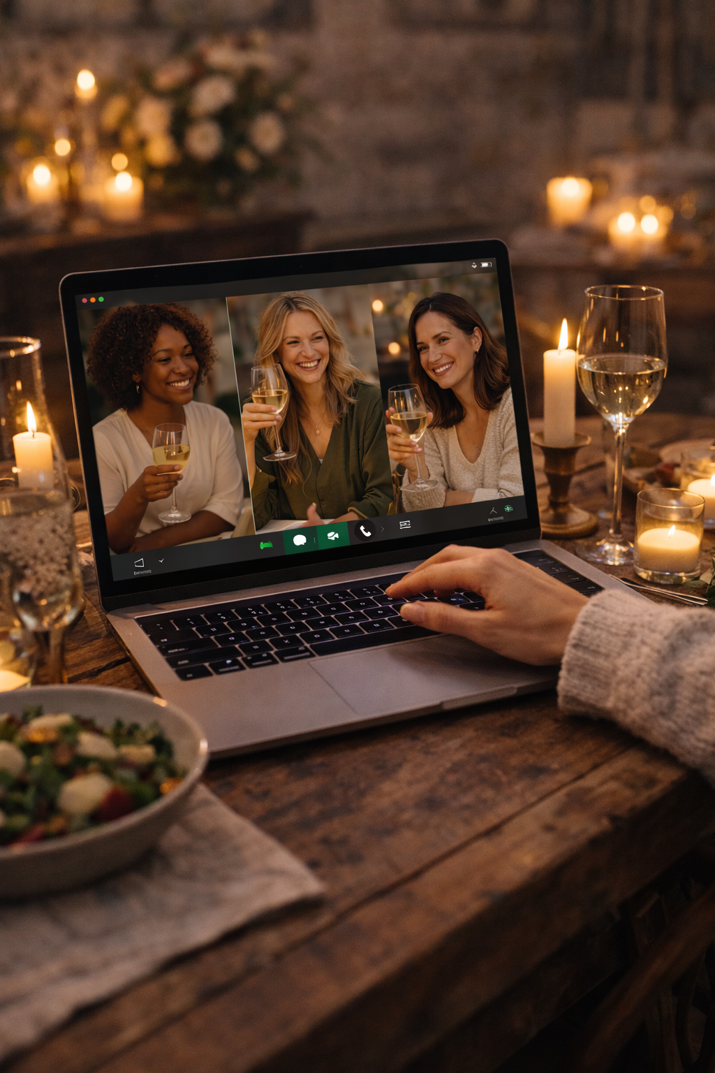 laptop with friends on the screen