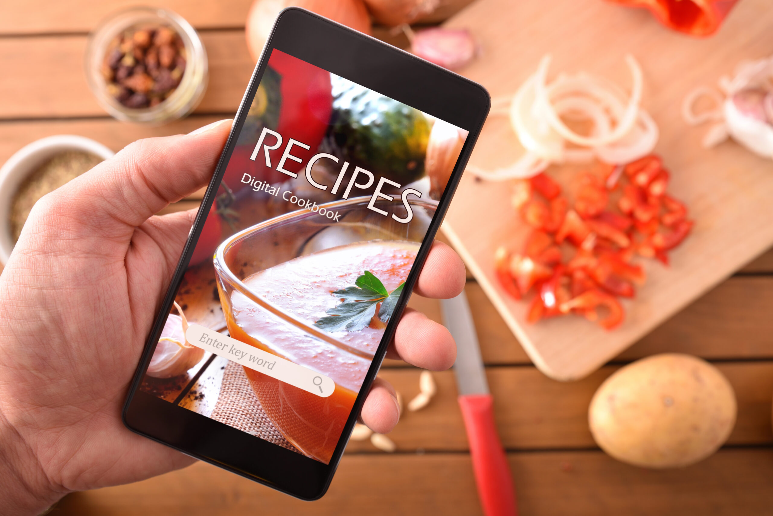 iphone with digital recipes